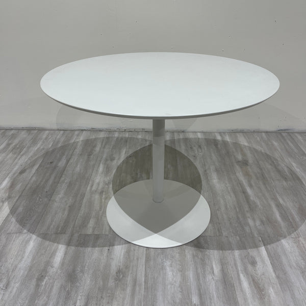 CB2 White circular dining Table - enliven mart