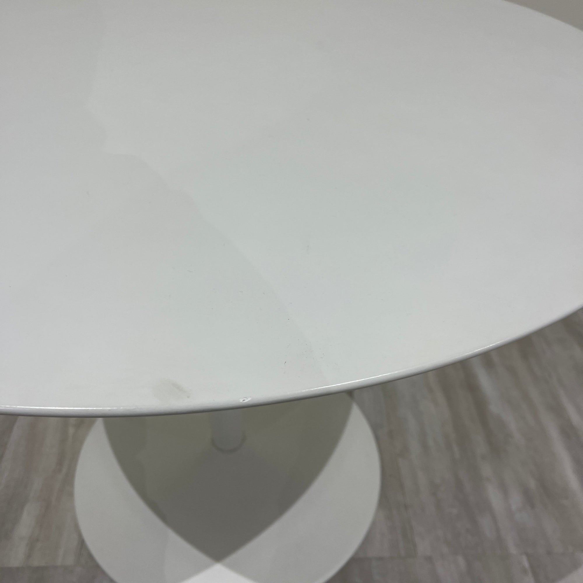 CB2 White circular dining Table - enliven mart