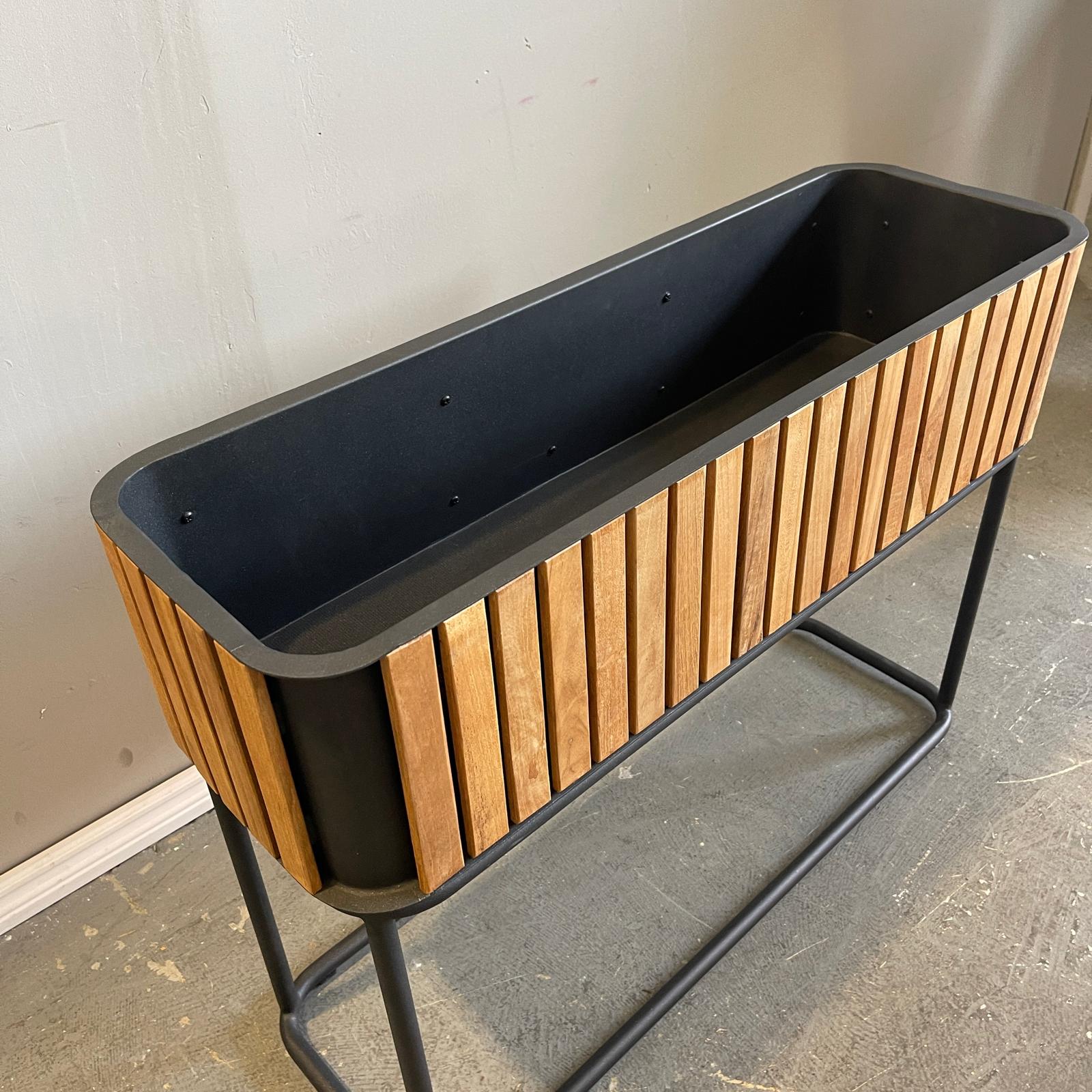 Combine 33" Teak Rectangular Planter With Base - enliven mart