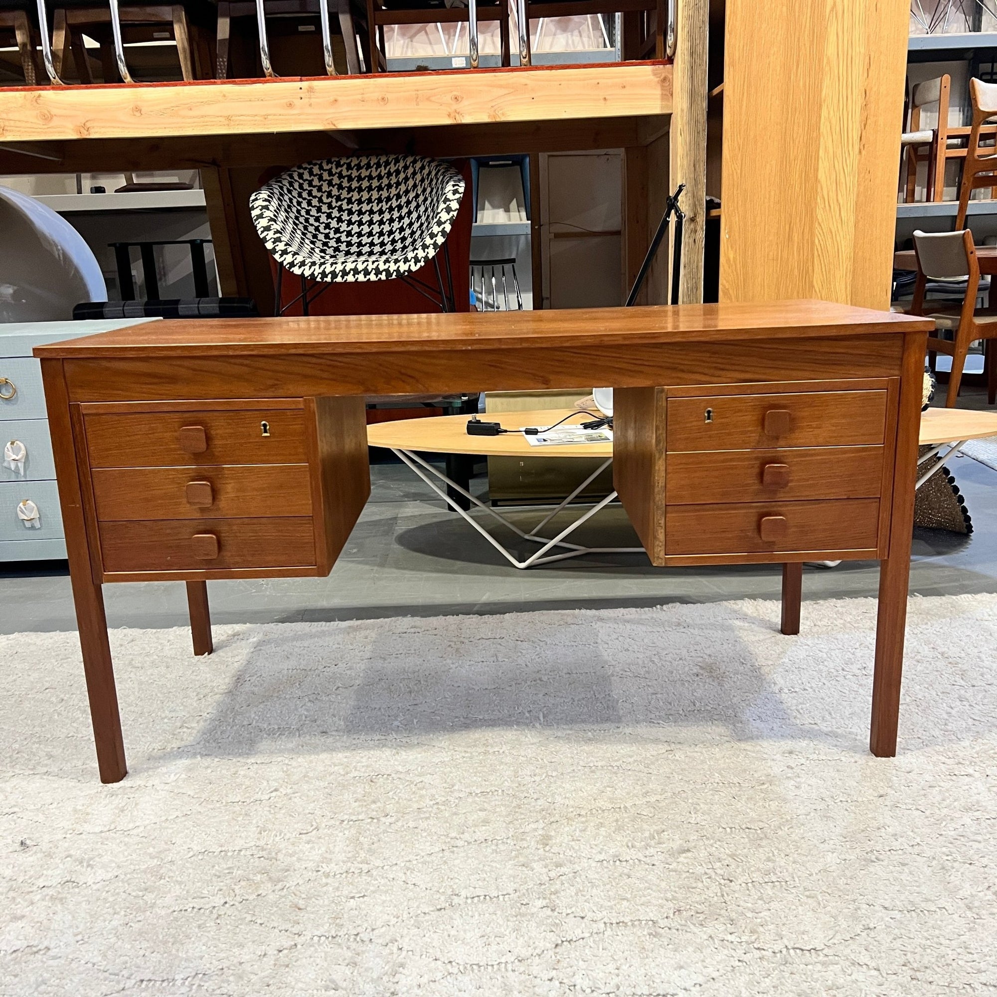 Danish teak Midcentury modern desk by Domino Mobler. - enliven mart