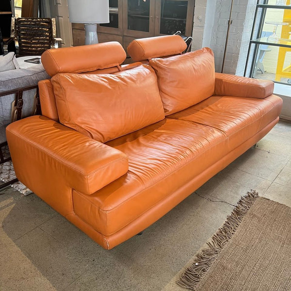 NATUZZI Italia plaza full grain leather sofa - enliven mart