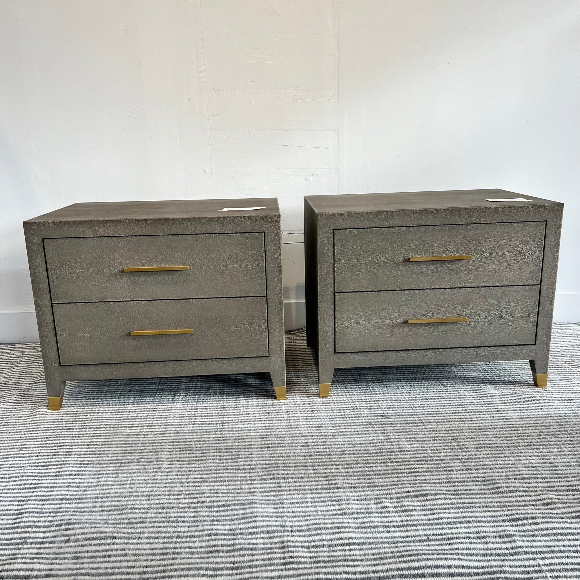 Restoration Hardware Graydon Shagreen Nightstands - enliven mart