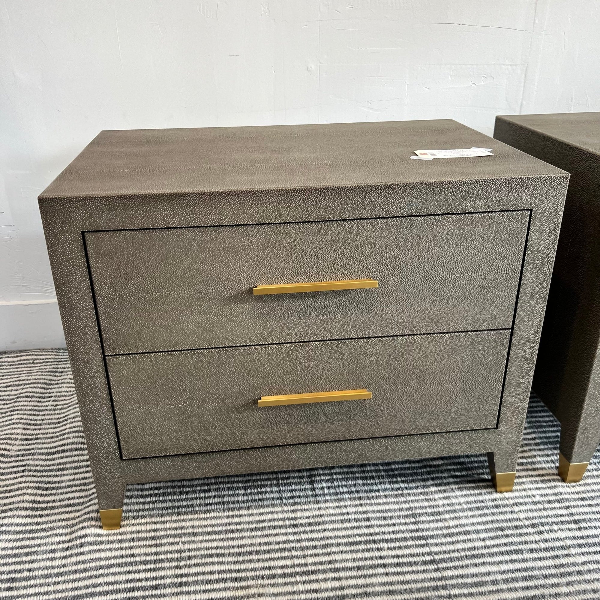 Restoration Hardware Graydon Shagreen Nightstands - enliven mart