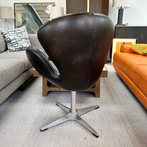 Restoration Hardware leather Swan Chair - enliven mart