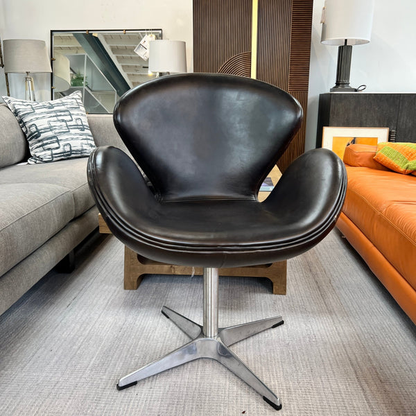 Restoration Hardware leather Swan Chair - enliven mart