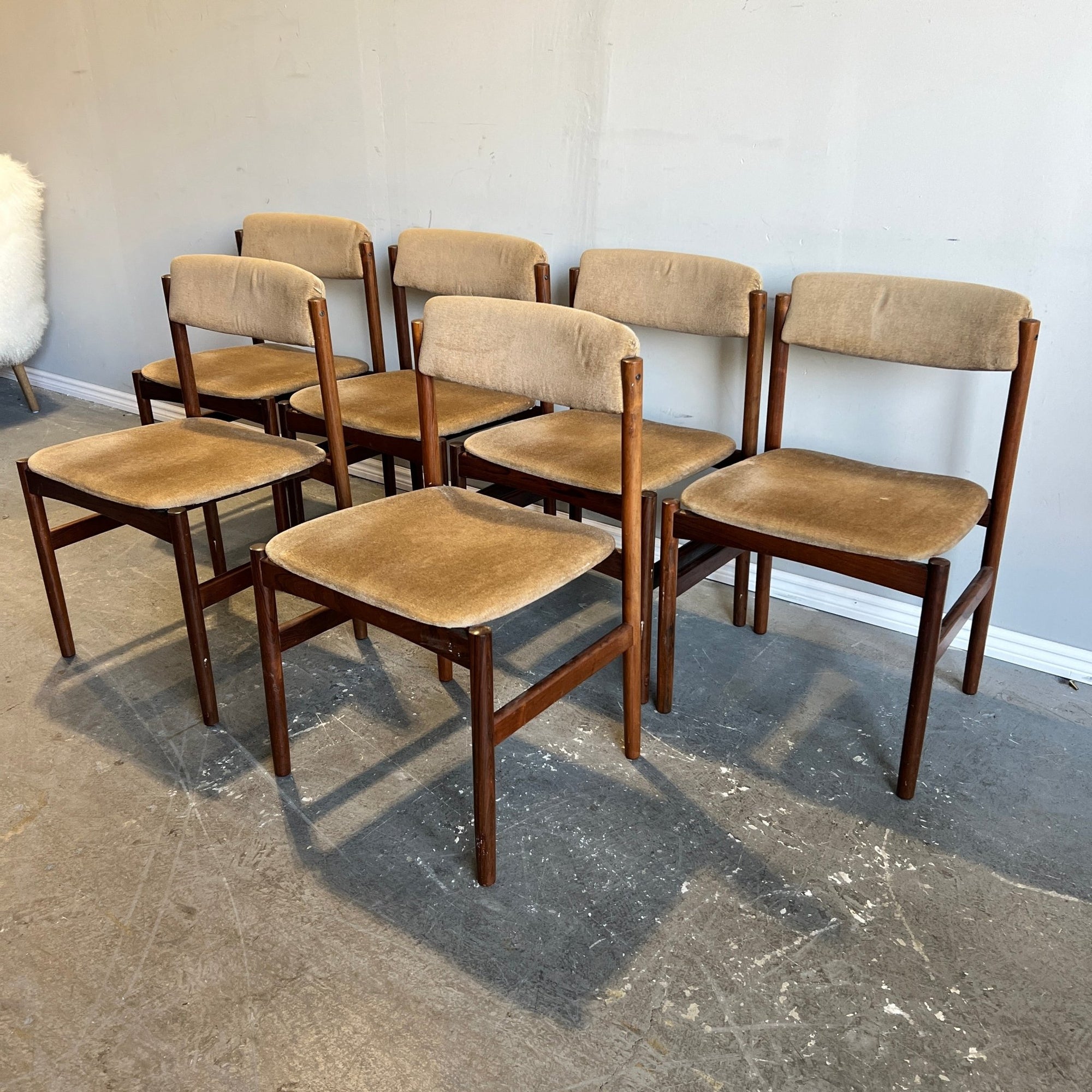 Set of 6 Danish Mid Century Modern rosewood dining chairs - enliven mart