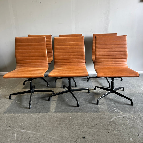 Set of 6 Eames executive style leather side chairs - enliven mart