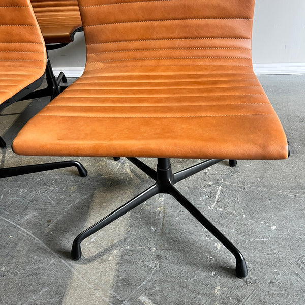 Set of 6 Eames executive style leather side chairs - enliven mart