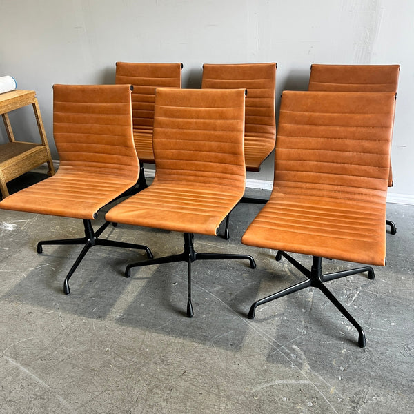 Set of 6 Eames executive style leather side chairs - enliven mart