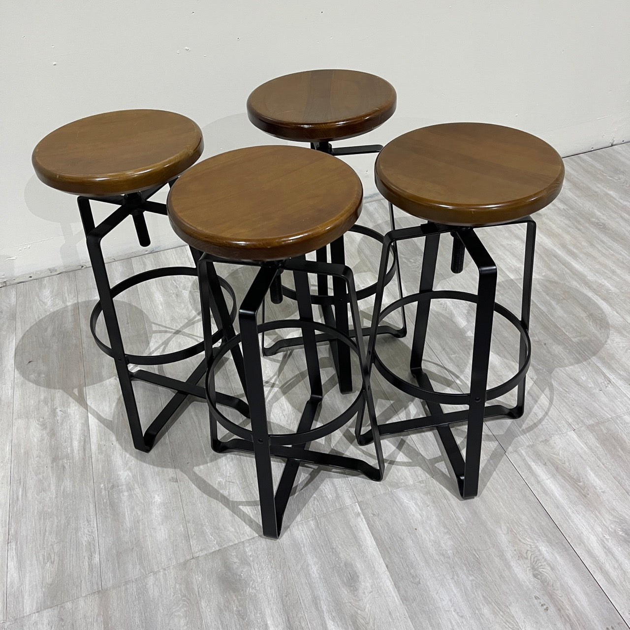 West Elm Adjustable Industrial Backless Swivel Stool (Set of 4) - enliven mart