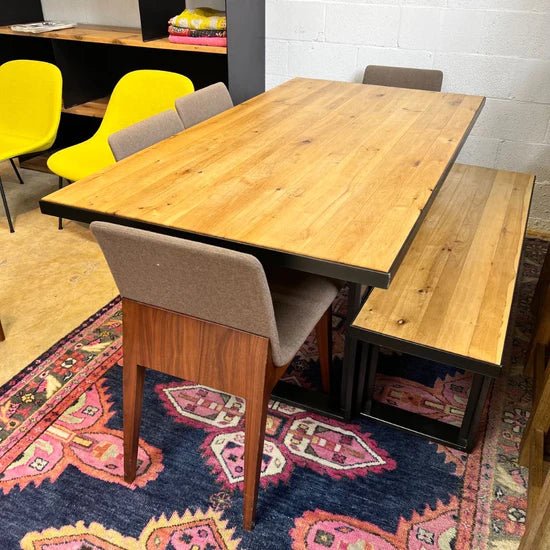 West Elm Industrial Dining Table with bench - enliven mart