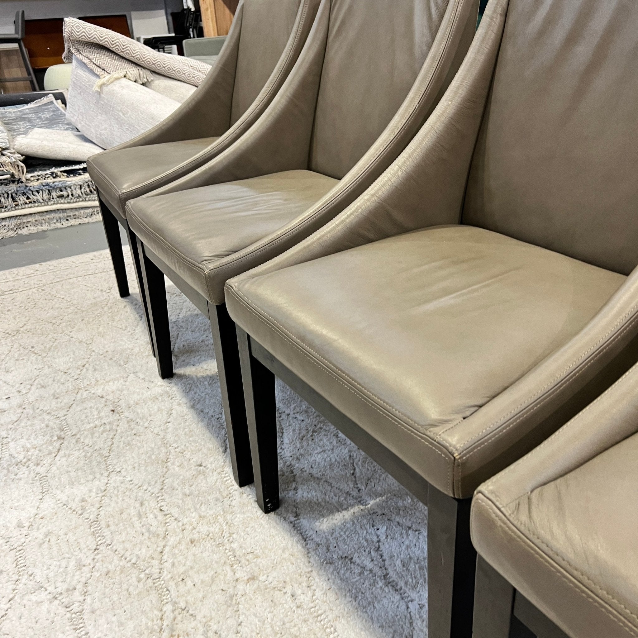 West Elm set of 4 Curved leather chair enliven mart