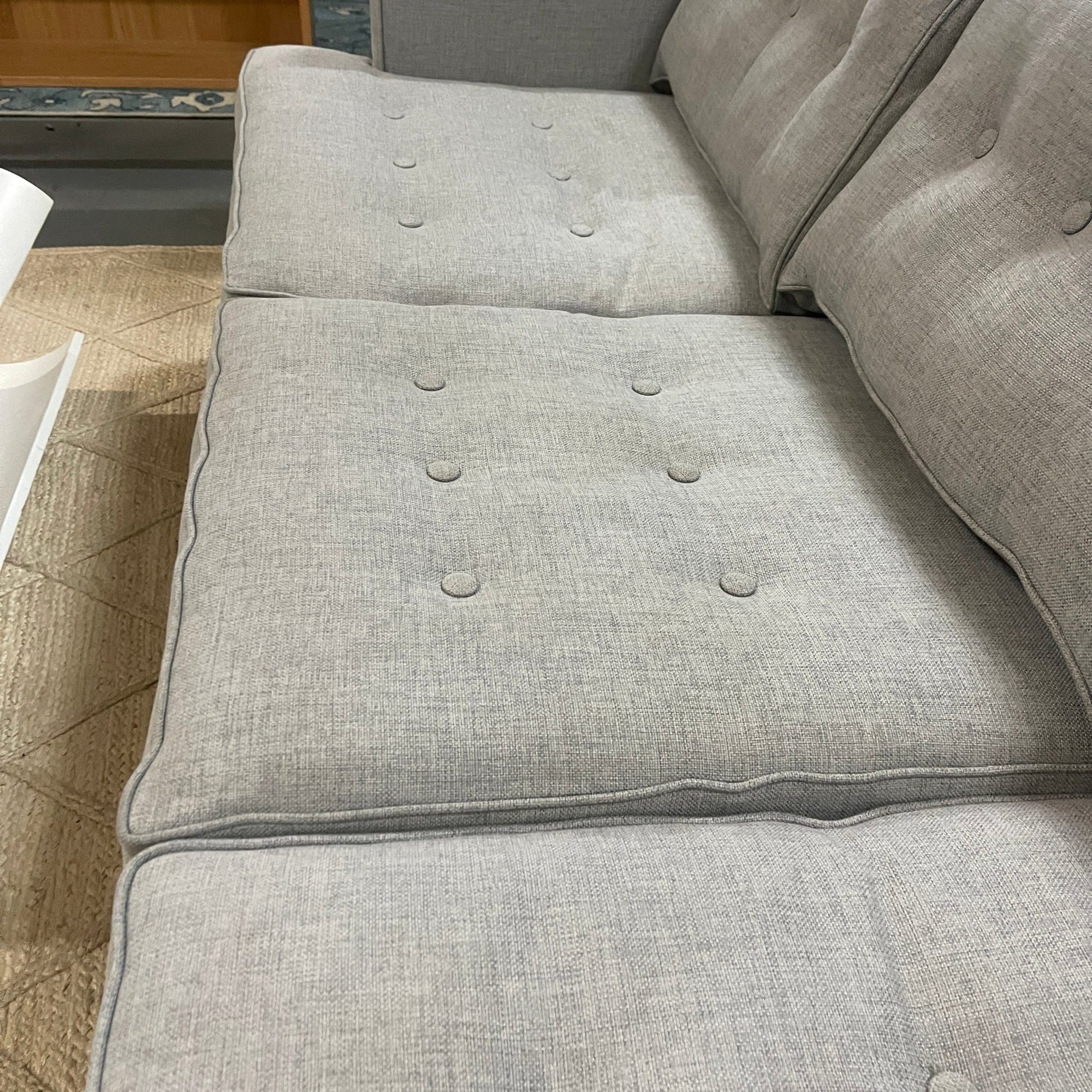 West Elm Twill Grey Peggy Sofa - enliven mart