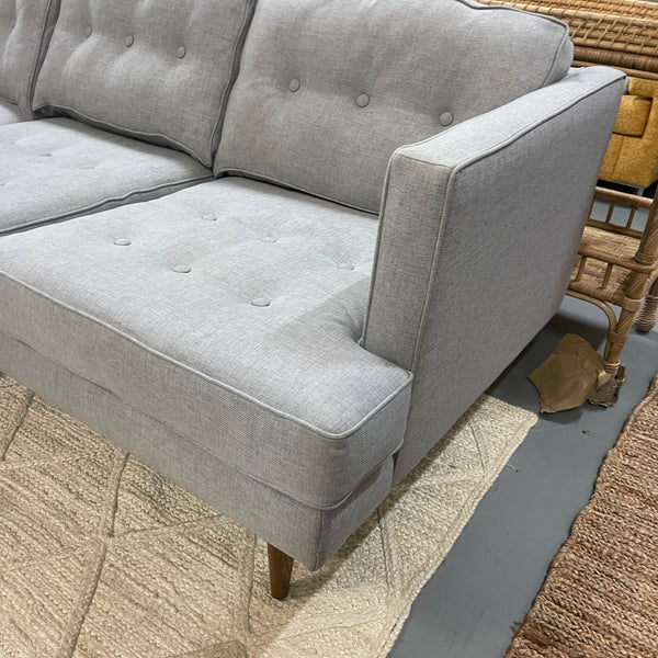 West Elm Twill Grey Peggy Sofa - enliven mart